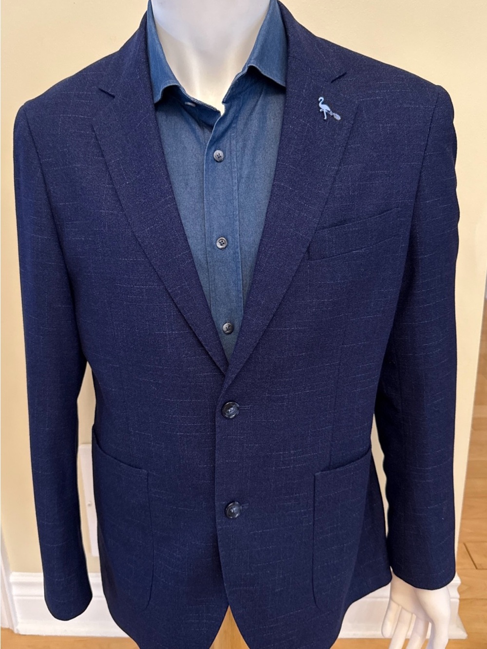 Tailorbyrd Navy Textured Two-Button Sport Coat Sz 40R